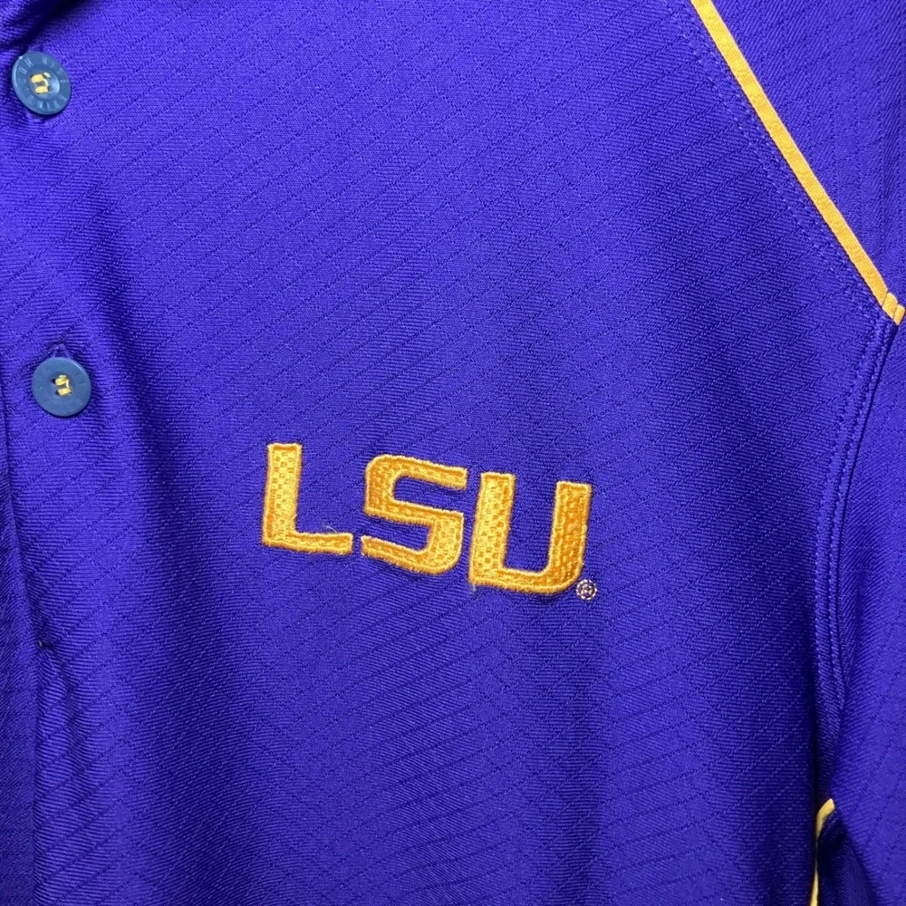 Nike LSU Tigers Polo Shirt Mens XL Purple Gold Dri-FIT NCAA Football